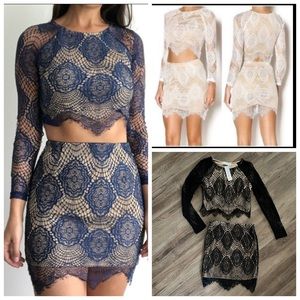 Stella Laguna Beach Black Lace Skirt & Top Matching Set.